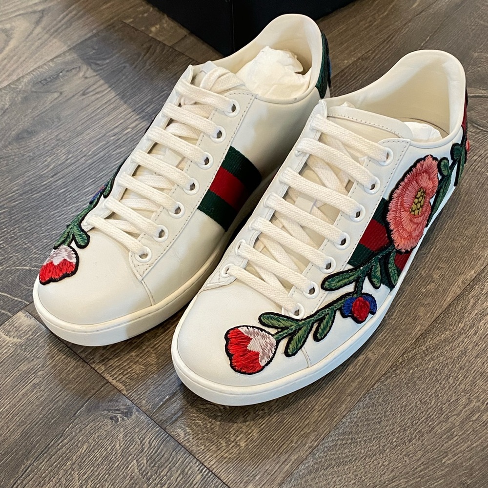 Gucci Women Ace Embroidered Floral Sneakers Size 36 (fit 6.5-7US) - Picture 7 of 9